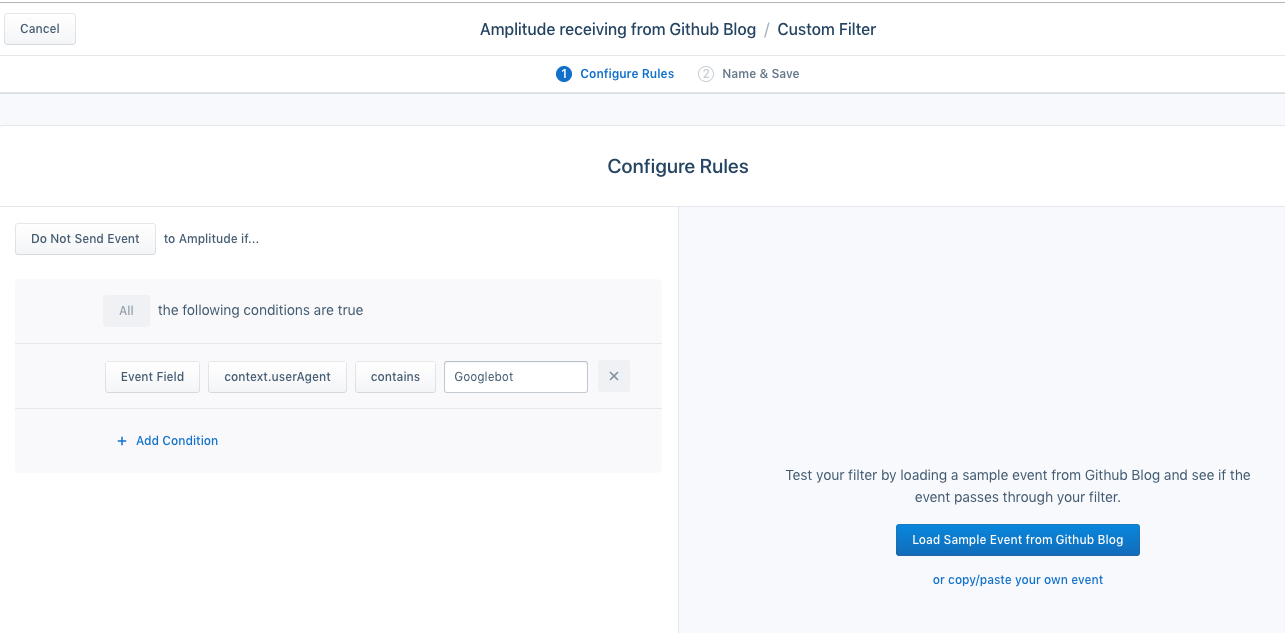 Configuring a destination filter